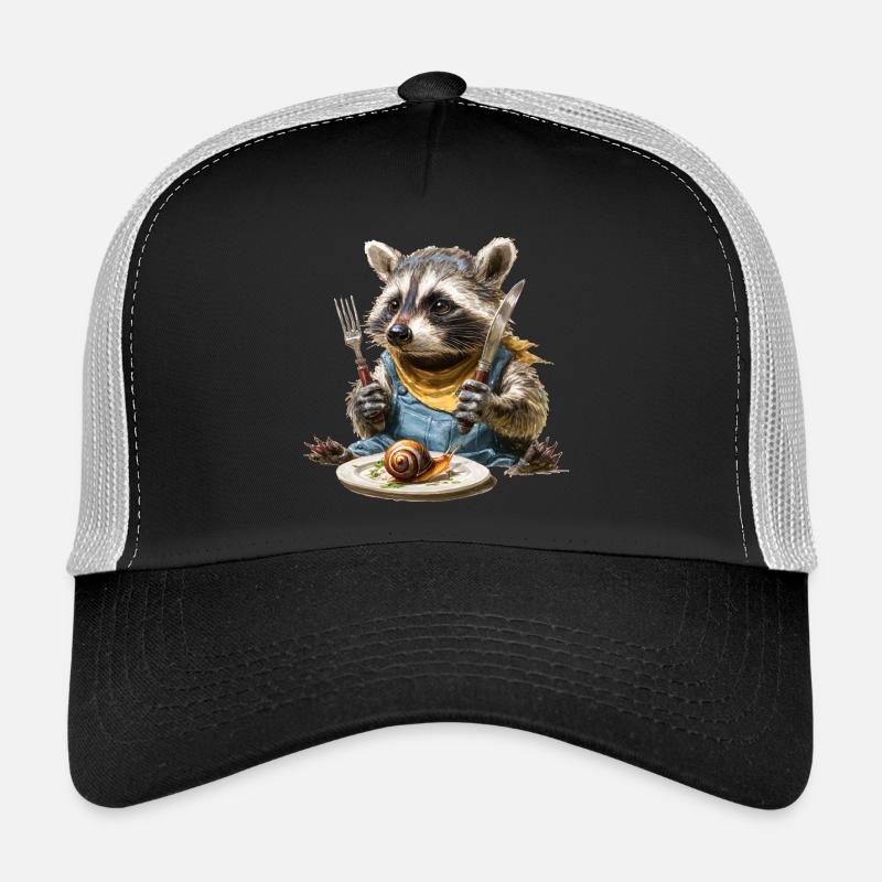 Chef raton laveur avec fourchette et couteau Casquette trucker 