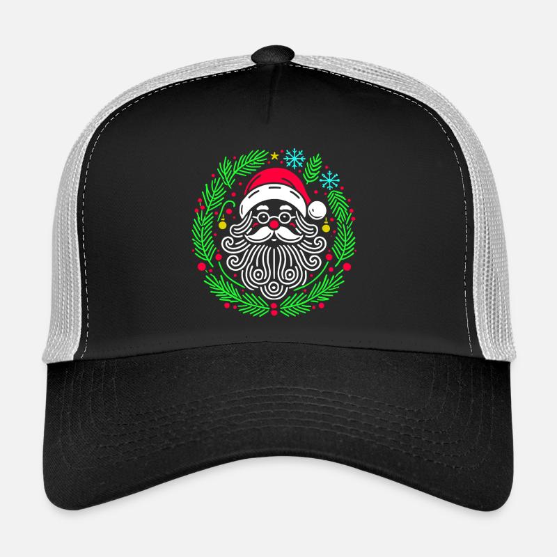 Père Noël circulaire de Noël avec des branches Casquette trucker 