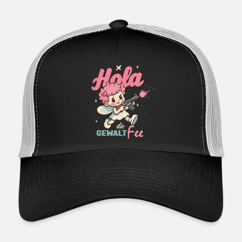 Hallo Gewaltfee - Pinker Engel mit Waffe Trucker Cap
