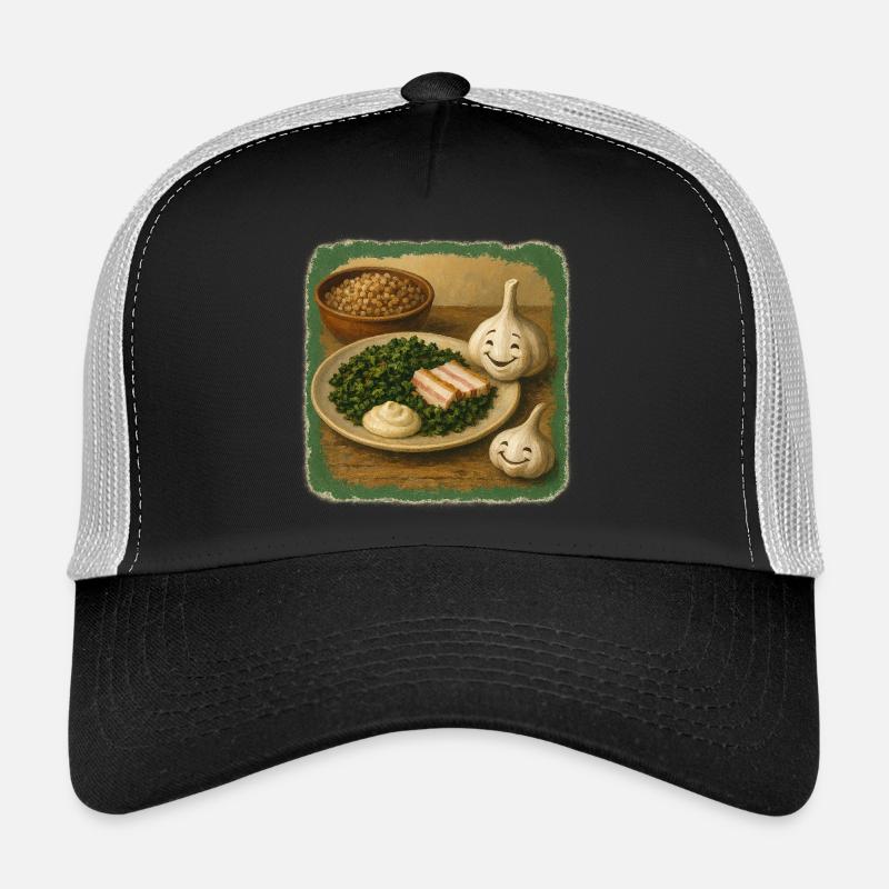 Smiling garlic with kale - Trucker Cap - black/stone grey