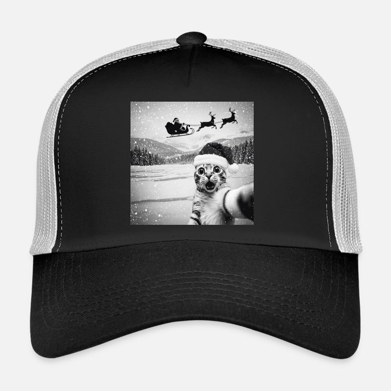 Selfie de chat avec le Père Noël drôle Casquette trucker 