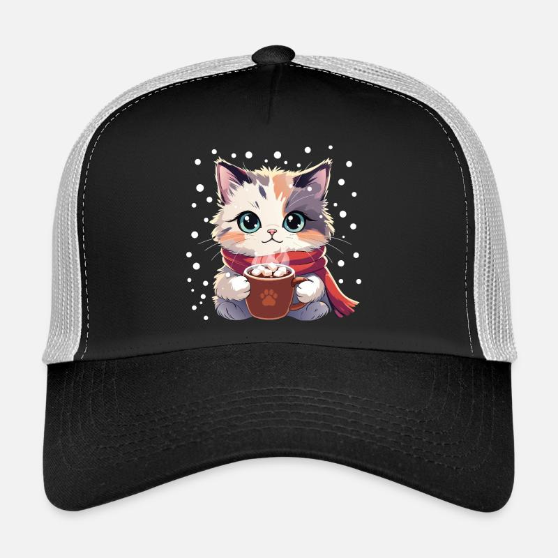 Winter Cozy Kitten Trucker Cap