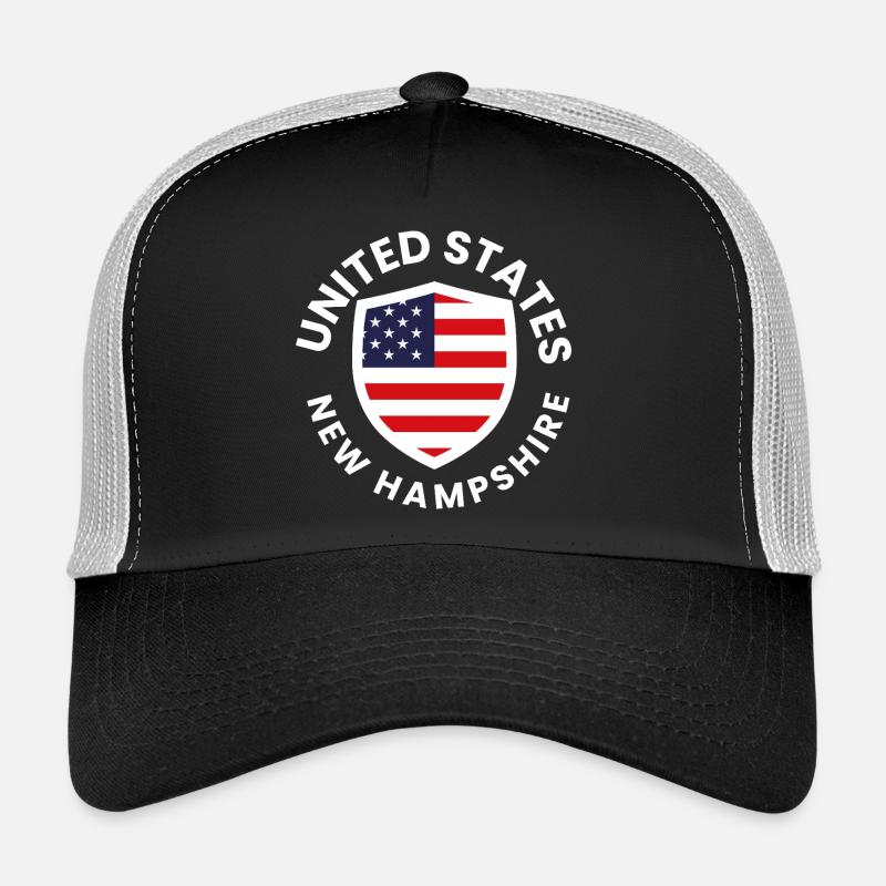 Écusson du New Hampshire avec drapeau américain Casquette trucker 