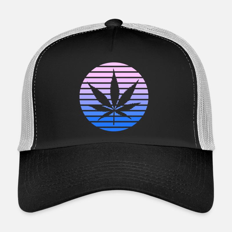 Cannabis Hemp Leaf Style Rétro Sunset Vintage Casquette trucker 