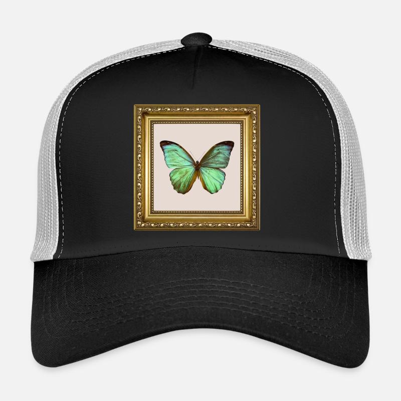 Papillon émeraude dans un cadre doré Casquette trucker 