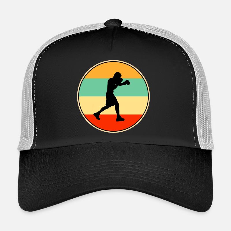 Retro Boxing Silhouette Combat Sport Athlete Trucker Cap