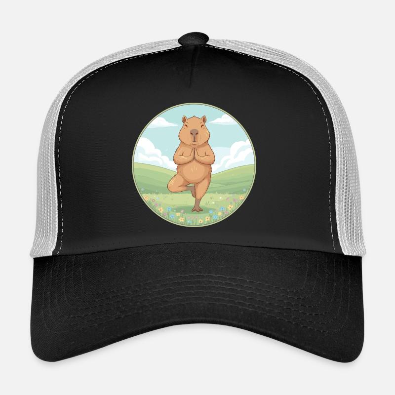 Art de la pleine conscience en posture zen capybara yoga Casquette trucker 
