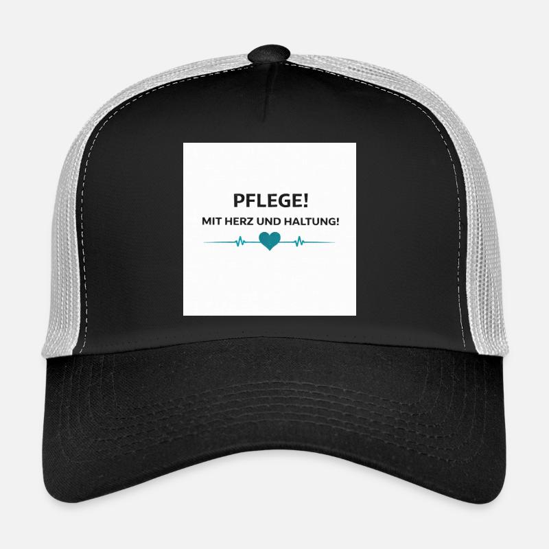 Pflege Alltag – MIt Herz und Haltung - Trucker Cap - Schwarz/Steingrau