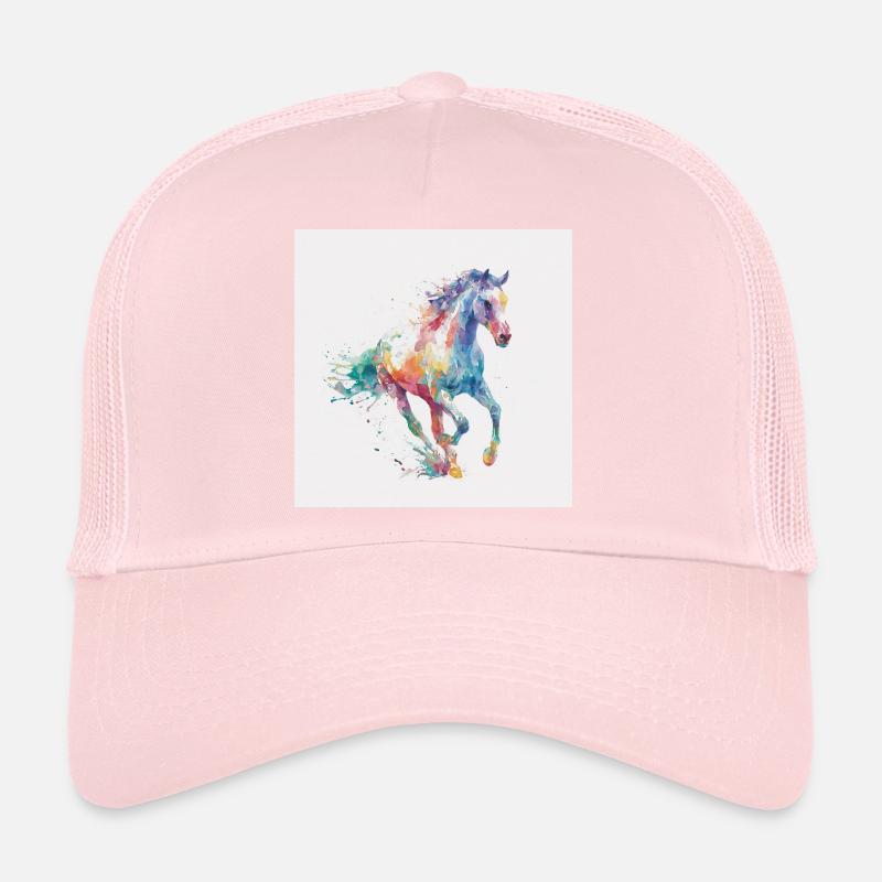 Explosion aquarelle du cheval arc-en-ciel Casquette trucker 