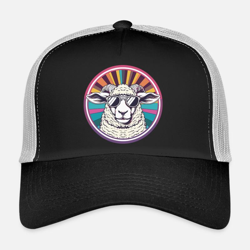 Sonnen-Schaf mit Retro-Sonnenbrille Trucker Cap