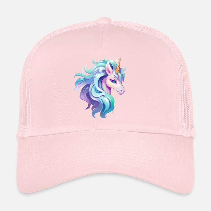 Portrait coloré de tête de licorne Casquette trucker 
