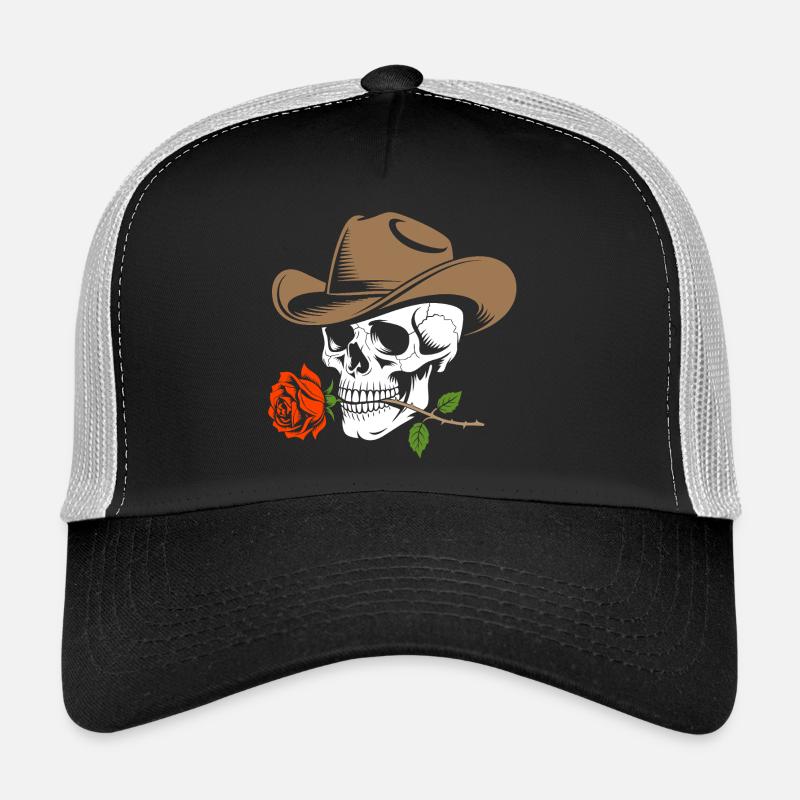 Skelett Cowboy Rose Trucker Cap