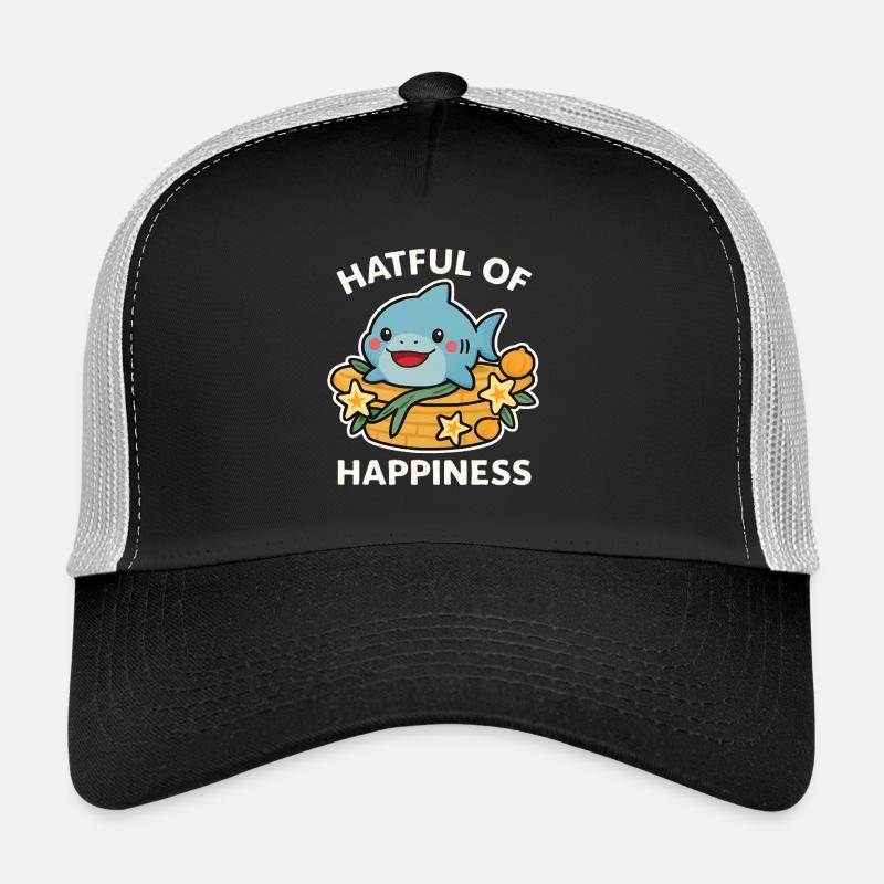 Cute shark in a lucky basket - Trucker Cap - black/stone grey