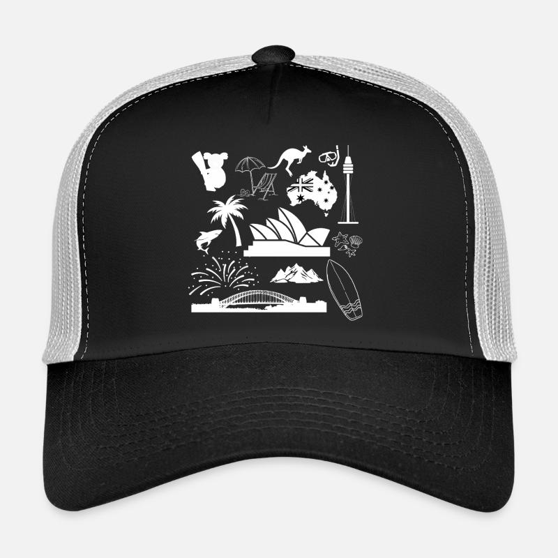 Sydney in symbols (white) - Trucker Cap - Schwarz/Steingrau