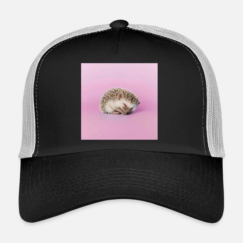 Sleeping hedgehog on pasty pink background - Trucker Cap - black/stone grey