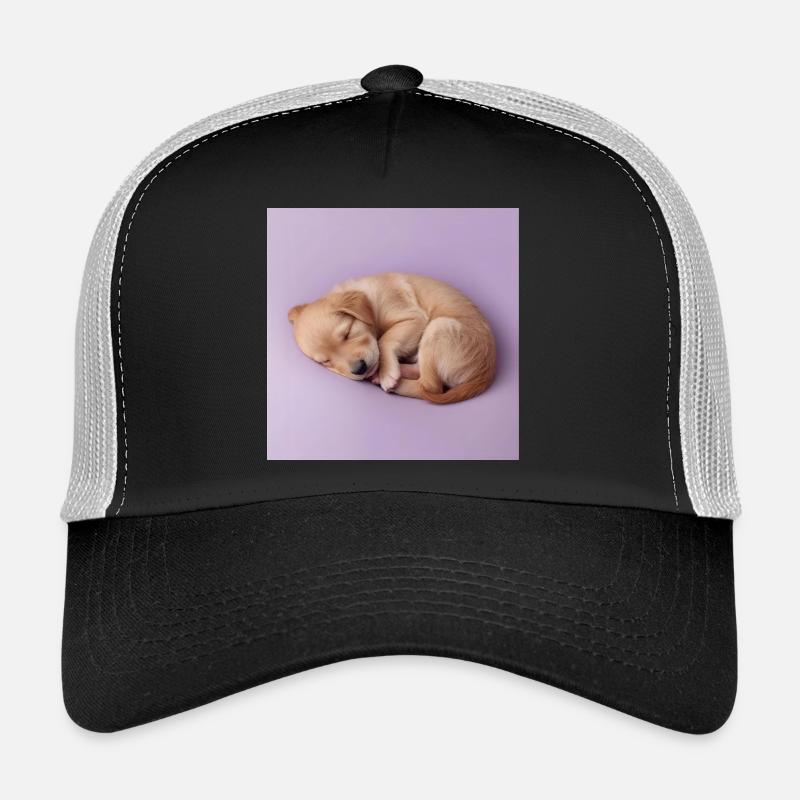 Chiot endormi sur fond lilas Casquette trucker 