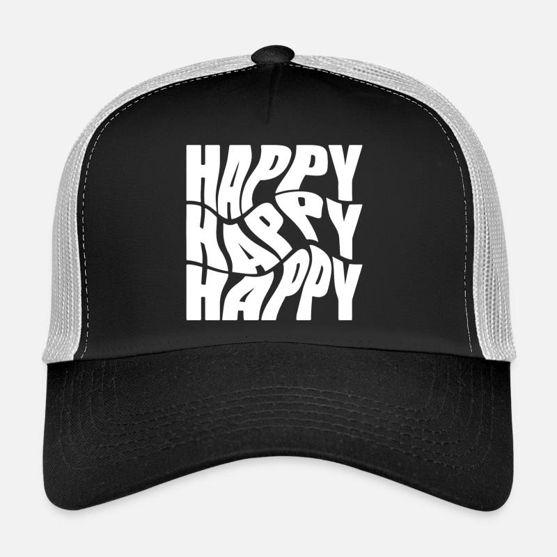 Bold Happy Graffiti Typography - Trucker Cap - black/stone grey