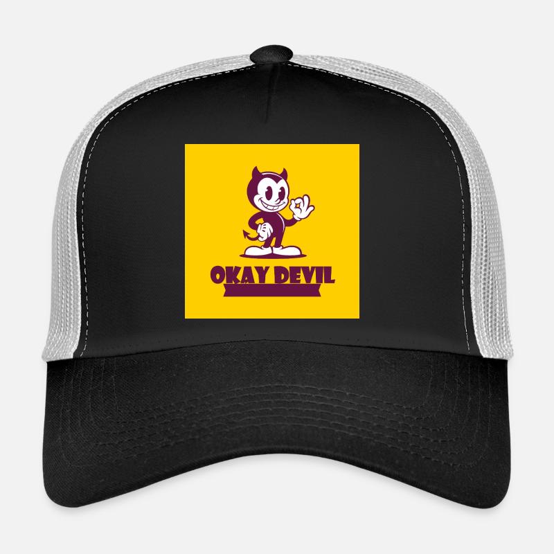 D’accord, mascotte Devil sur jaune - Casquette trucker - noir/gris pierre