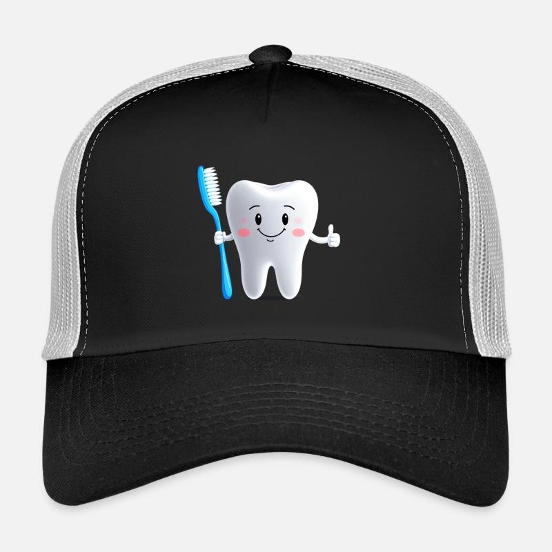 Smiling tooth with toothbrush Trucker Cap