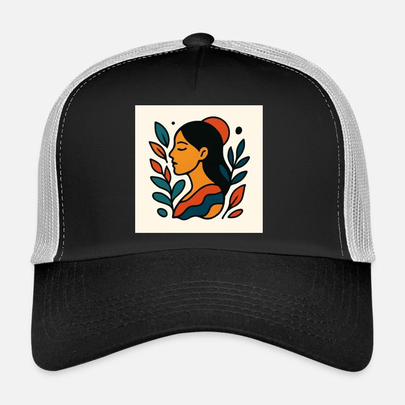 Farbenfrohes Porträt mit Laub - Trucker Cap - Schwarz/Steingrau