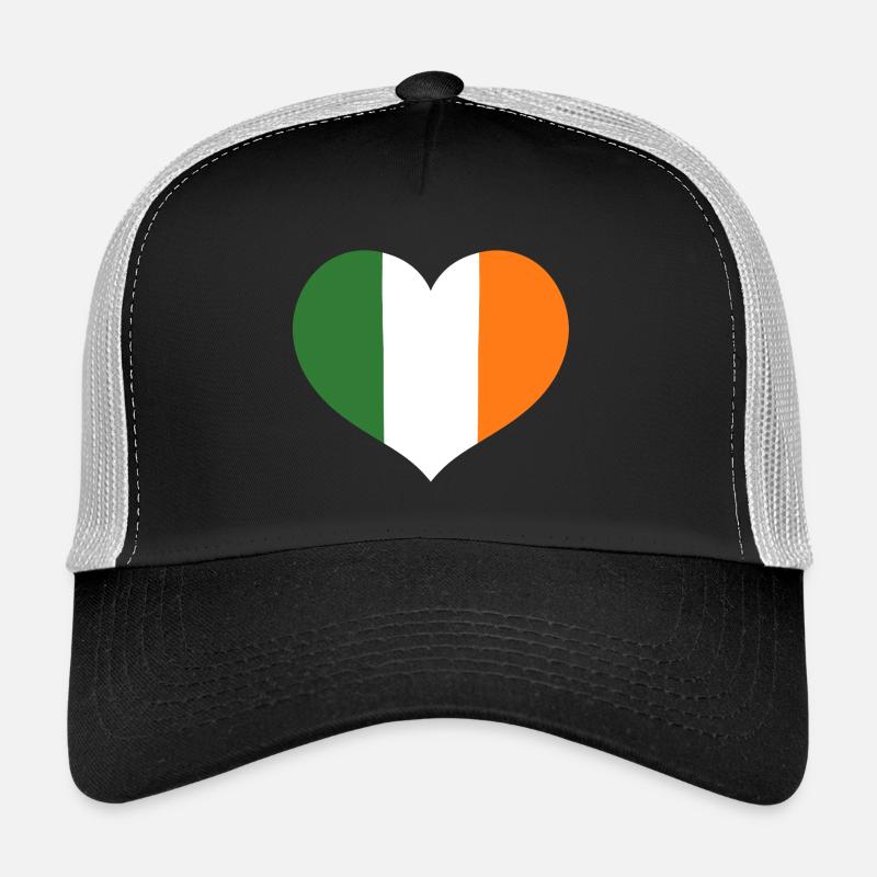 Emblème du drapeau irlandais en forme de cœur Casquette trucker 