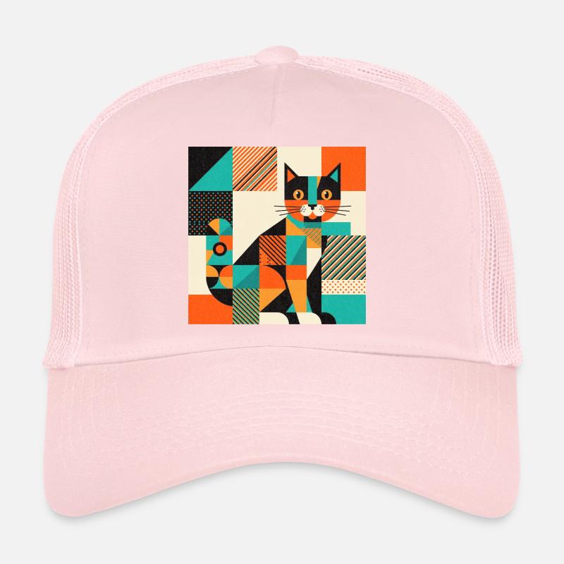Geometric Cat Silhouette Trucker Cap