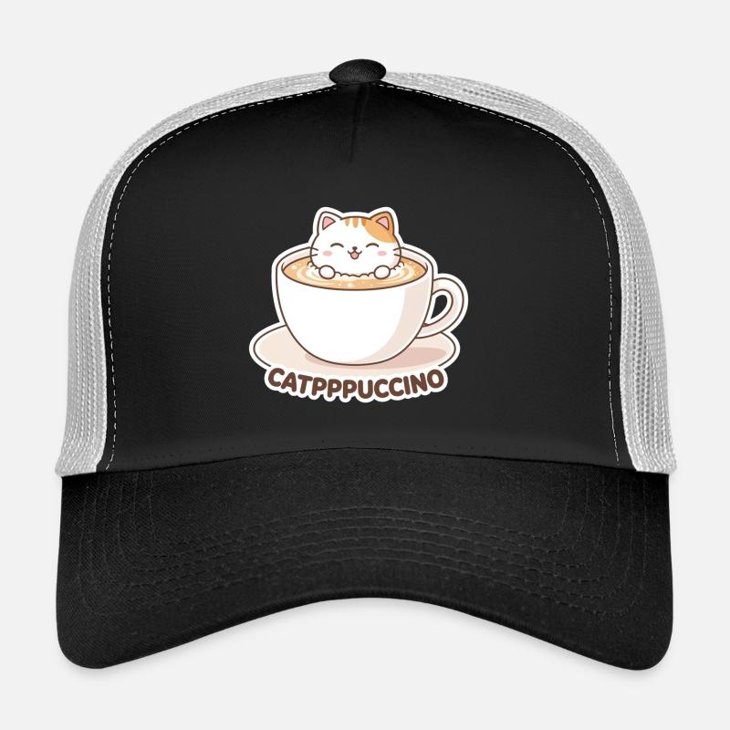 Tasse Catppuccino : Chat mignon dans le café Casquette trucker 