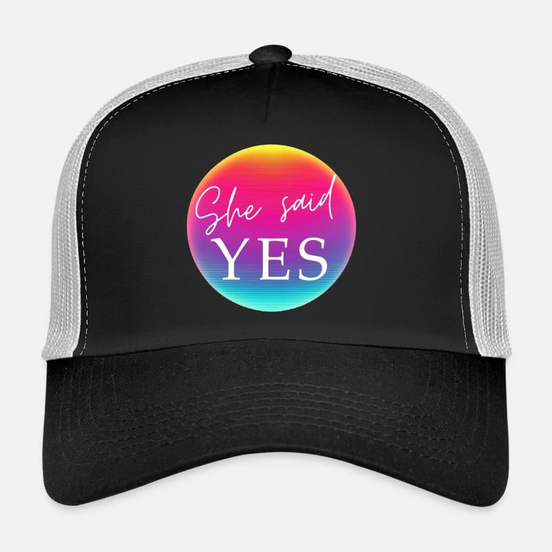 SHE SAID YES! Cool Neon Circle Personalizable Trucker Cap
