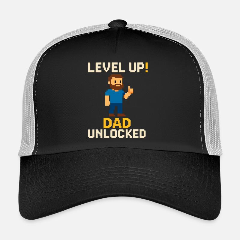 Level Dad Unlocked – Retro Pixel Art for Dads Trucker Cap