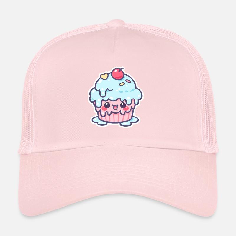 Cupcake Kawaii avec glaçage bleu Casquette trucker 