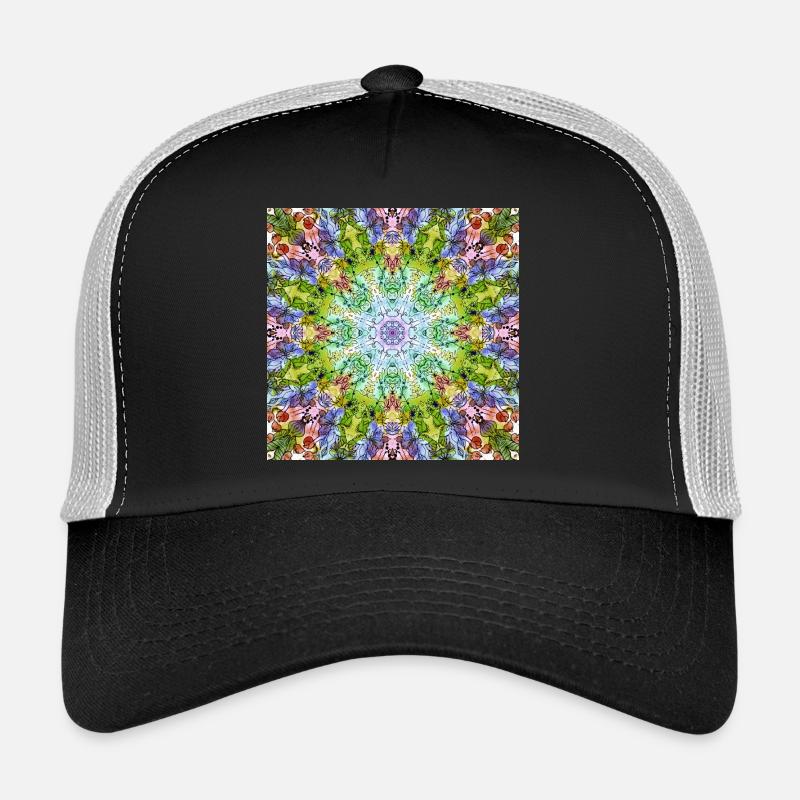 Kaleidoscope Flower Mandala - Trucker Cap - black/stone grey