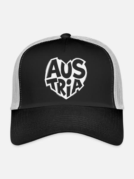 Austria, Austria Heart Logo Vintage - Trucker Cap - black/stone grey - Front