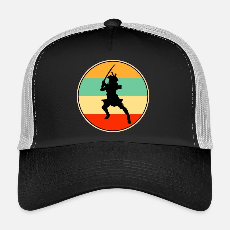 Samurai Warrior Retro Sunset Vintage-Silhouette Trucker Cap