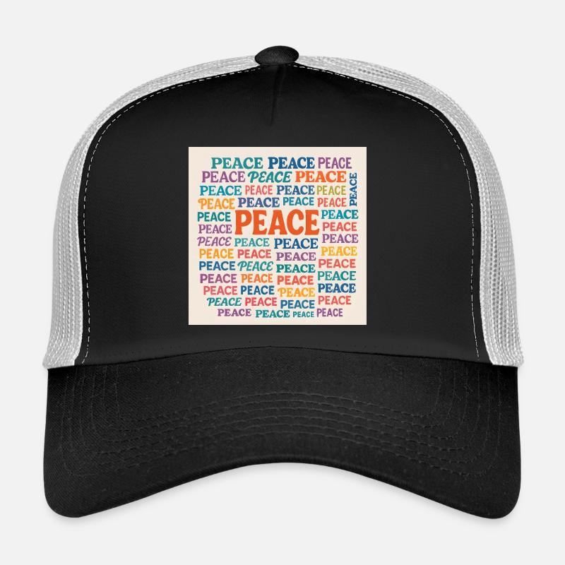 Peace Mosaic Farb-Typo Muster - Trucker Cap - Schwarz/Steingrau