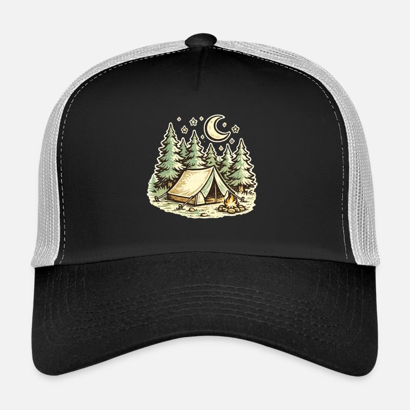 Nuits de lune en camping en forêt Casquette trucker 