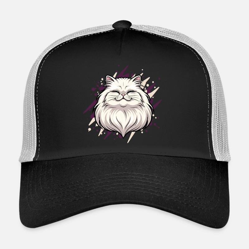 Tête de chat joyeuse avec des touches de couleur Casquette trucker 