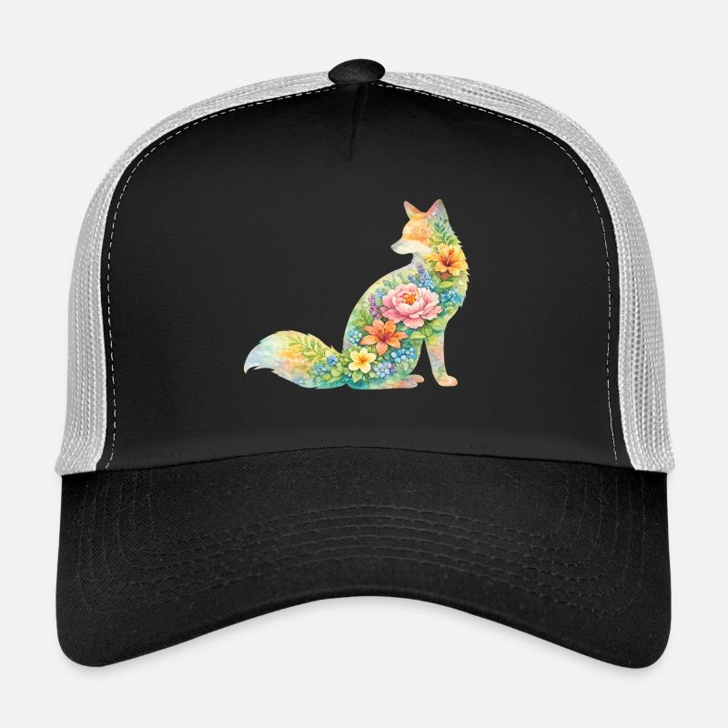 Fuchs Aquarell Silhouette Blumen Trucker Cap