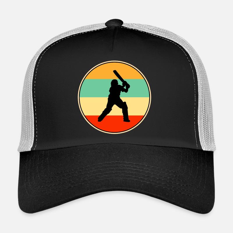 Cricket Player Retro Vintage Sunset Silhouette Trucker Cap