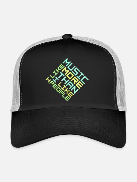 I Like Music More Than I Like People Lustig Musik - Trucker Cap - black/stone grey - Front