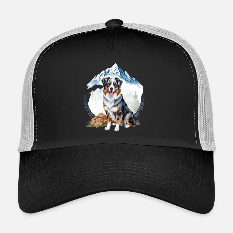 Aussie Dog Landscape Nature Illustration Trucker Cap