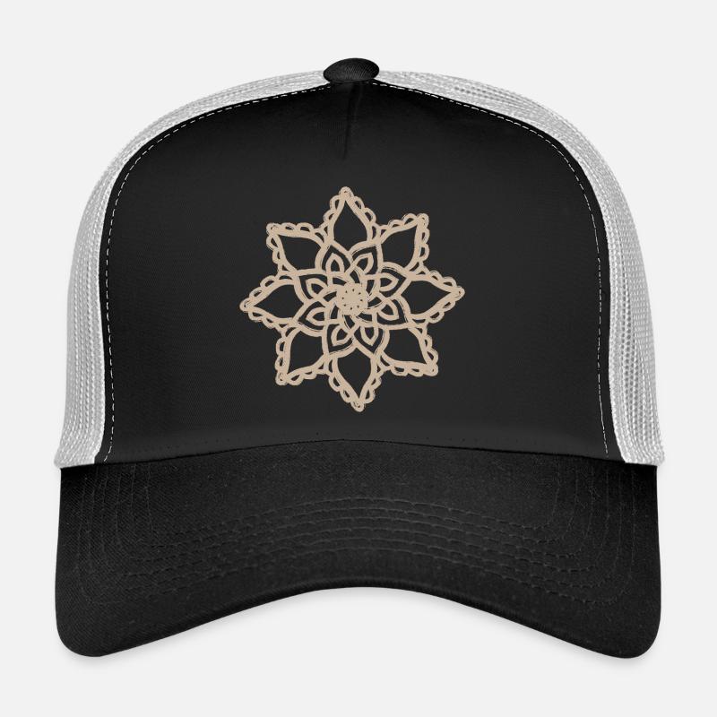Dentelle de fleurs mandala beige Casquette trucker 