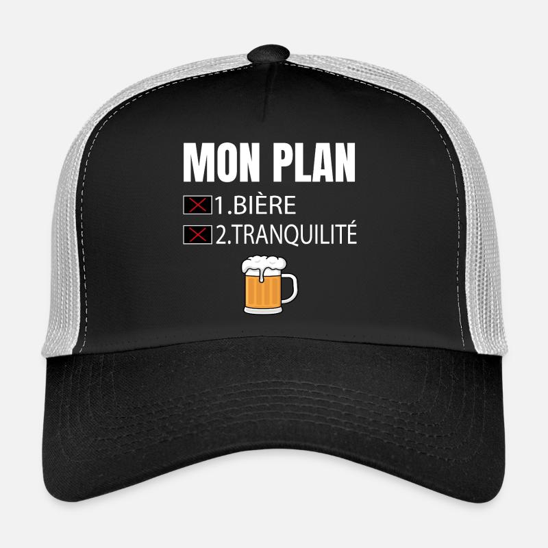 Mon Plan Bière et Tranquillité Humour Casquette trucker 