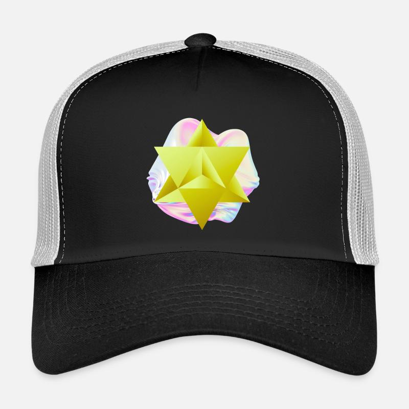 Surrealer Merkaba-Stern - Trucker Cap - Schwarz/Steingrau