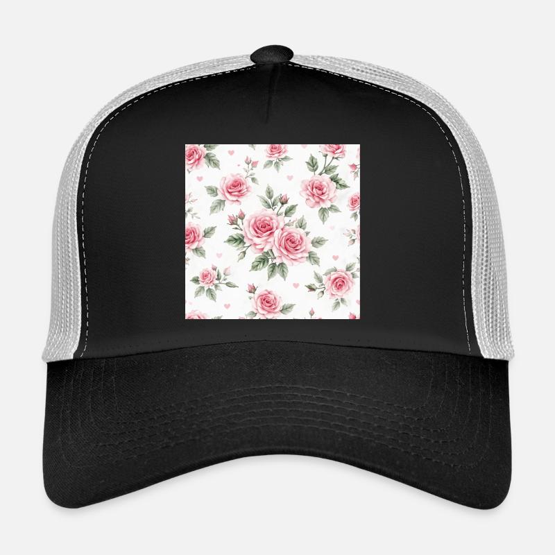 Roses and Hearts pattern Trucker Cap