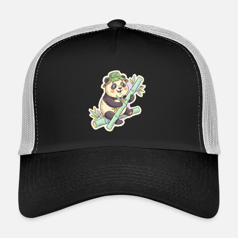 Panda on bamboo path - Trucker Cap - black/stone grey