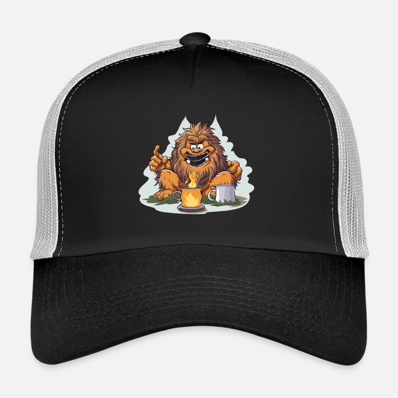 Kaffee Yeti mit Feuerlust Trucker Cap