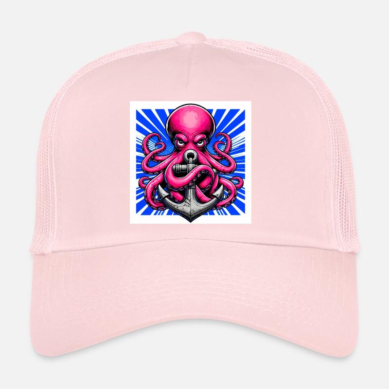 Oktopus umarmt einen Anker Trucker Cap