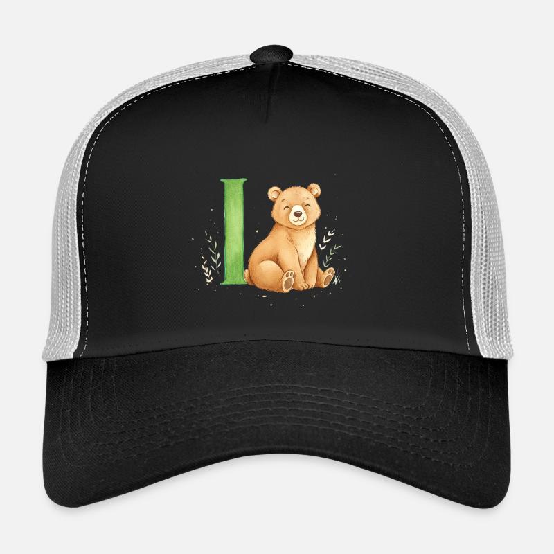 Ours aquarelle avec la lettre I Casquette trucker 