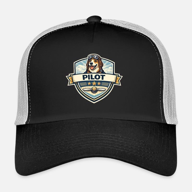 Dessin animé du badge de pilote chien Casquette trucker 