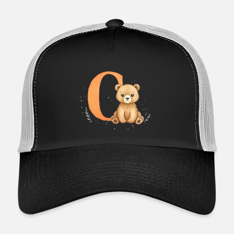 C Letter with Teddy Illustration Trucker Cap